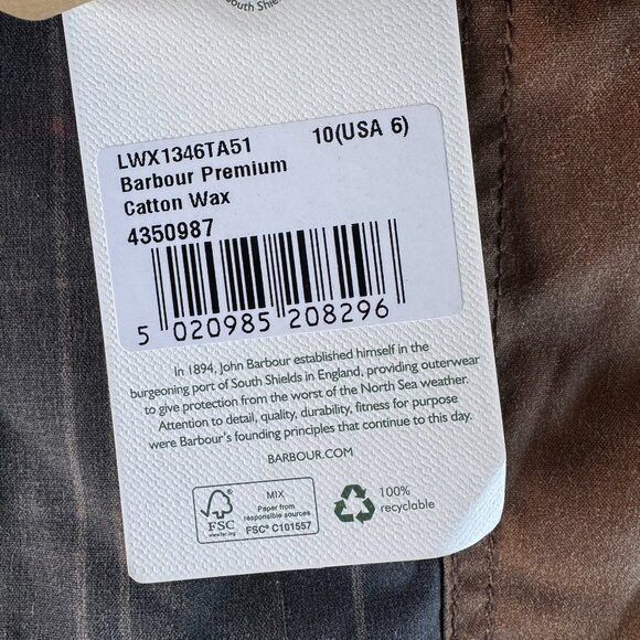 NWT Barbour Premium Cotton Waxed Jacket Brown Tan Green Plaid 6 - Picture 7 of 16